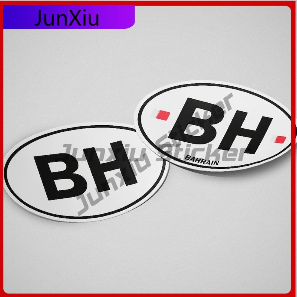 Car Accessories Bahrain - Bahrain Flag Sticker Oval-shaped White and